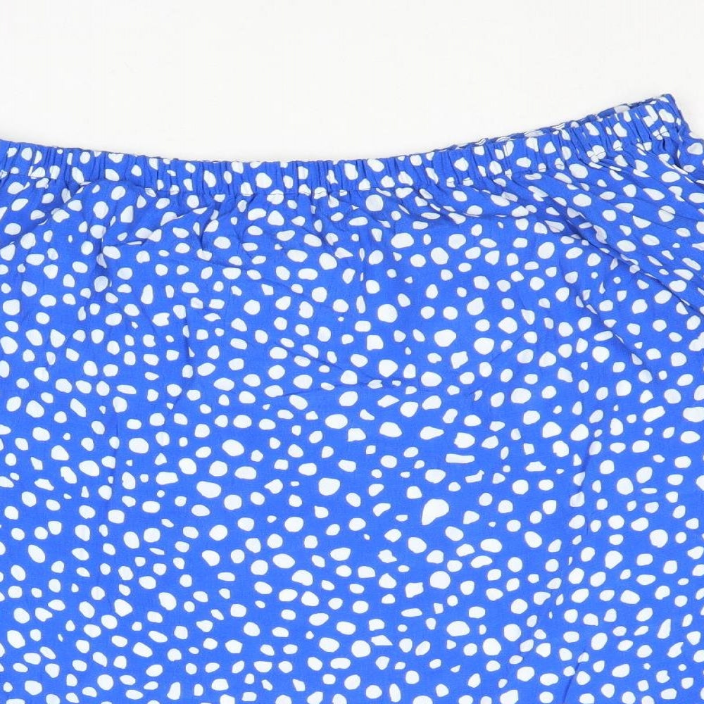 Sosandar Womens Blue Geometric Polyacrylate Fibre Basic Blouse Size 8 Off the Shoulder