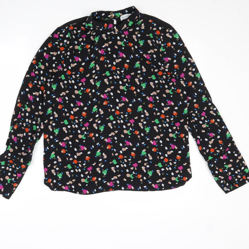 Warehouse Womens Multicoloured Geometric Polyester Basic Blouse Size 12 Mock Neck - Open Back