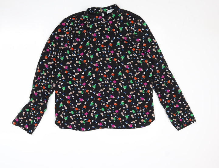 Warehouse Womens Multicoloured Geometric Polyester Basic Blouse Size 12 Mock Neck - Open Back