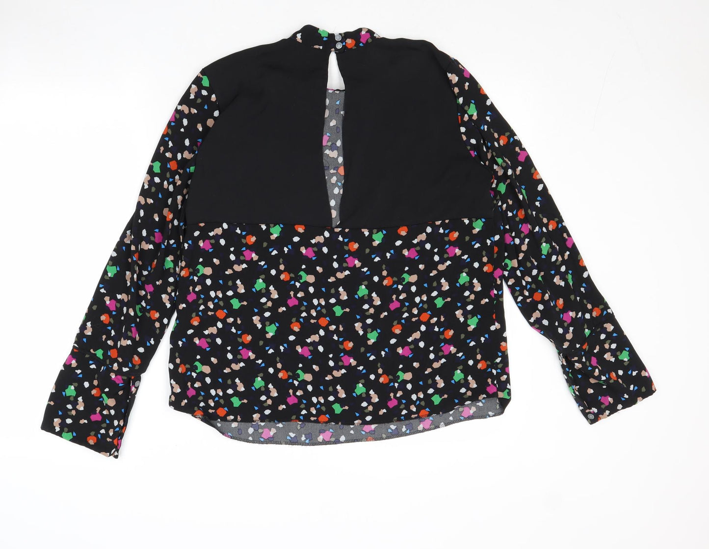 Warehouse Womens Multicoloured Geometric Polyester Basic Blouse Size 12 Mock Neck - Open Back
