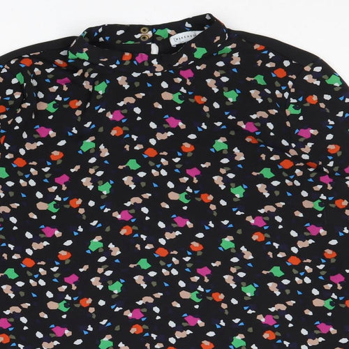 Warehouse Womens Multicoloured Geometric Polyester Basic Blouse Size 12 Mock Neck - Open Back