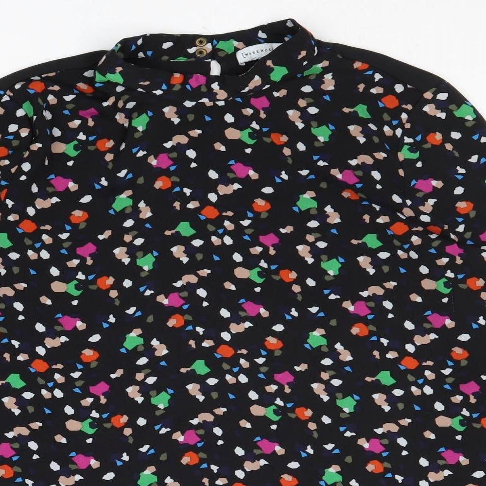 Warehouse Womens Multicoloured Geometric Polyester Basic Blouse Size 12 Mock Neck - Open Back