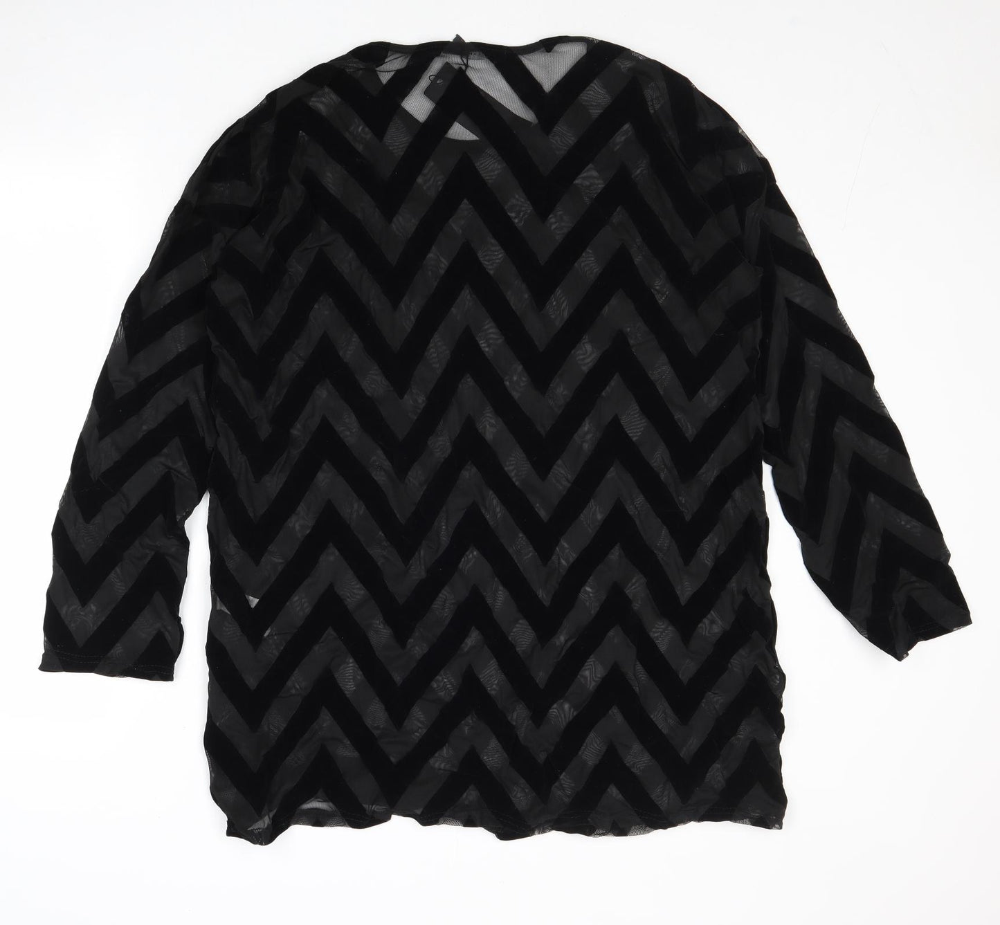 I SAW IT FIRST Womens Black Geometric Polyester Basic Blouse Size 10 Round Neck