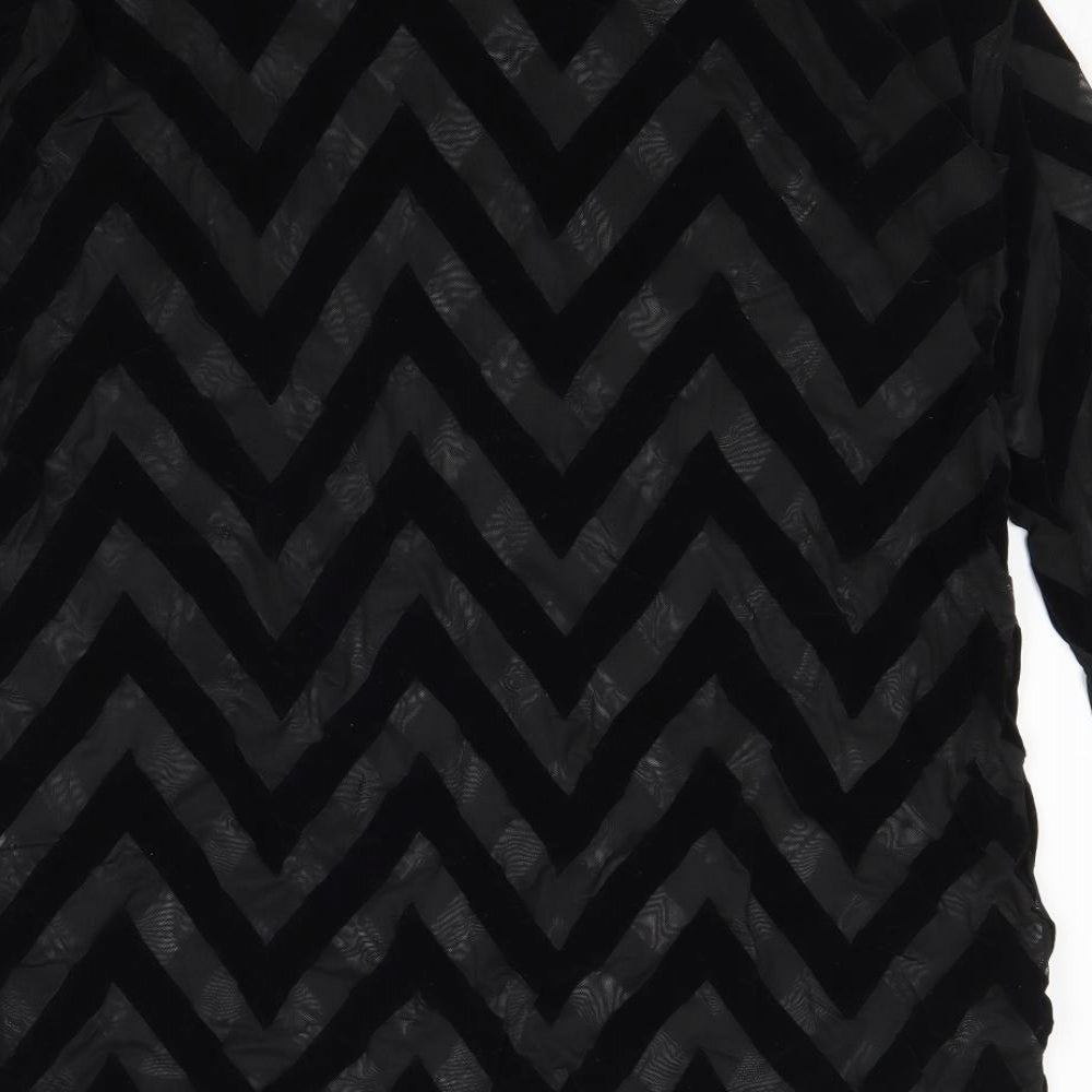 I SAW IT FIRST Womens Black Geometric Polyester Basic Blouse Size 10 Round Neck