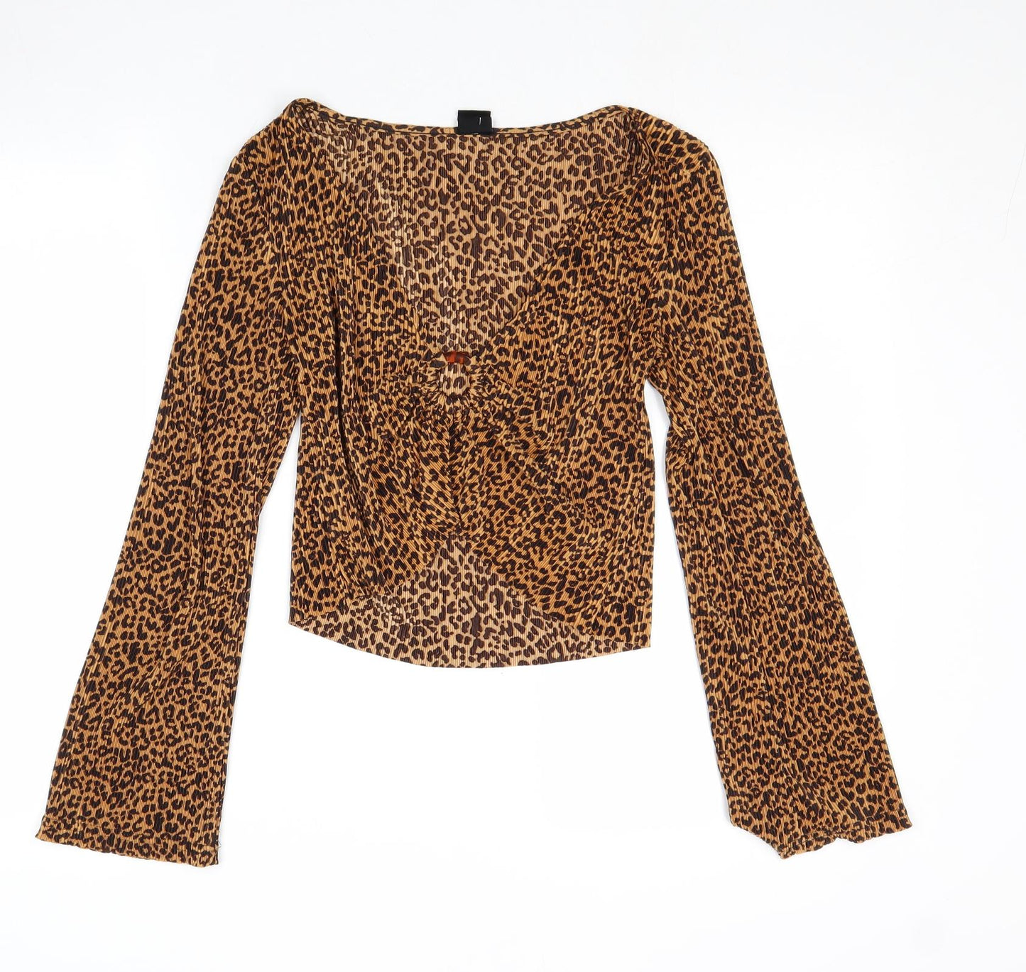 Urban Outfitters Womens Brown Animal Print Polyester Basic Blouse Size XS V-Neck - Leopard Print