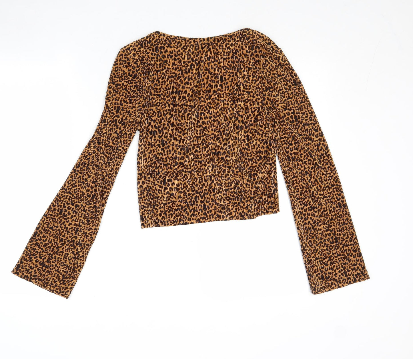 Urban Outfitters Womens Brown Animal Print Polyester Basic Blouse Size XS V-Neck - Leopard Print