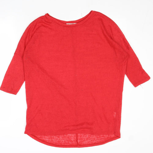 Paper Scissors Womens Red Polyester Basic Blouse Size XL Round Neck