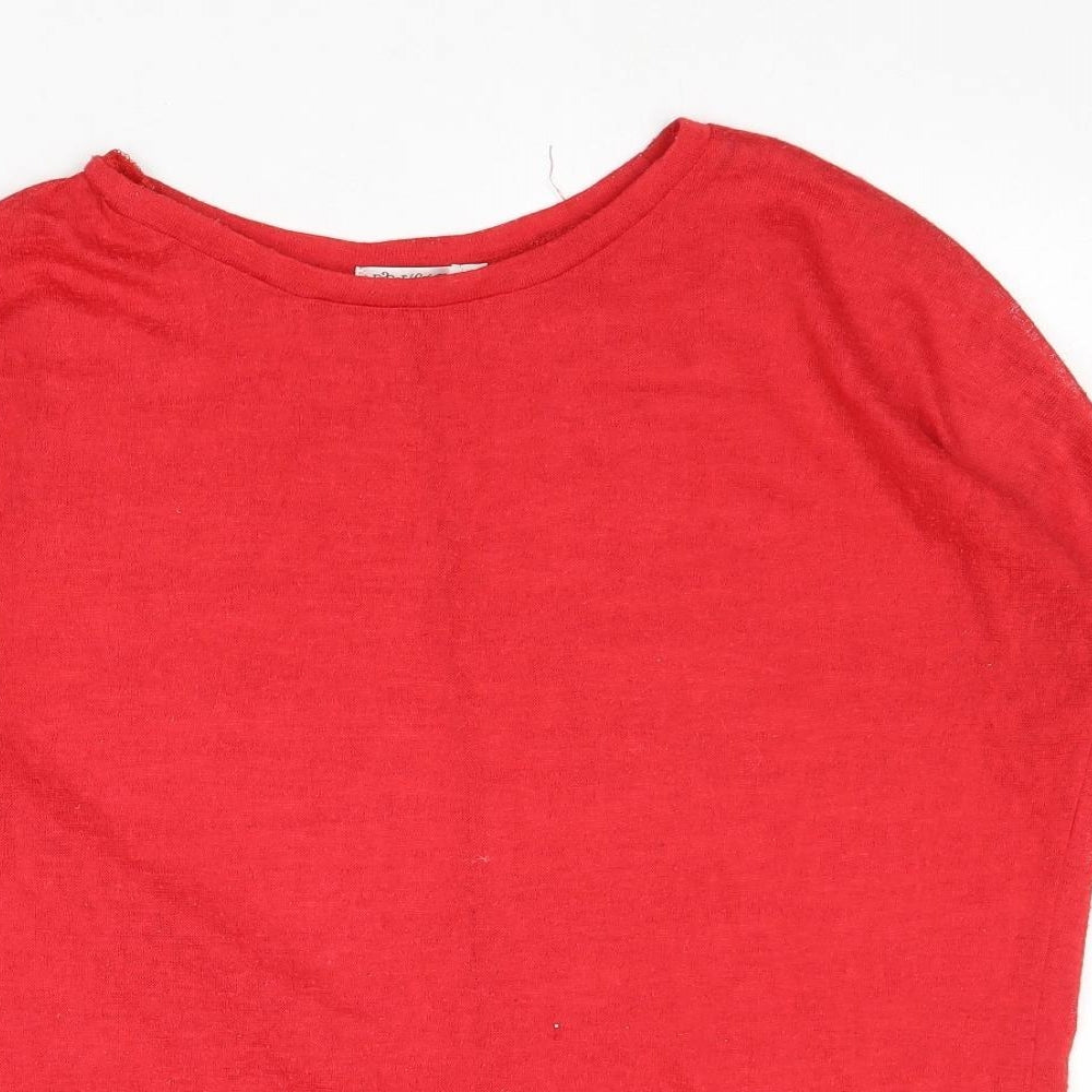 Paper Scissors Womens Red Polyester Basic Blouse Size XL Round Neck