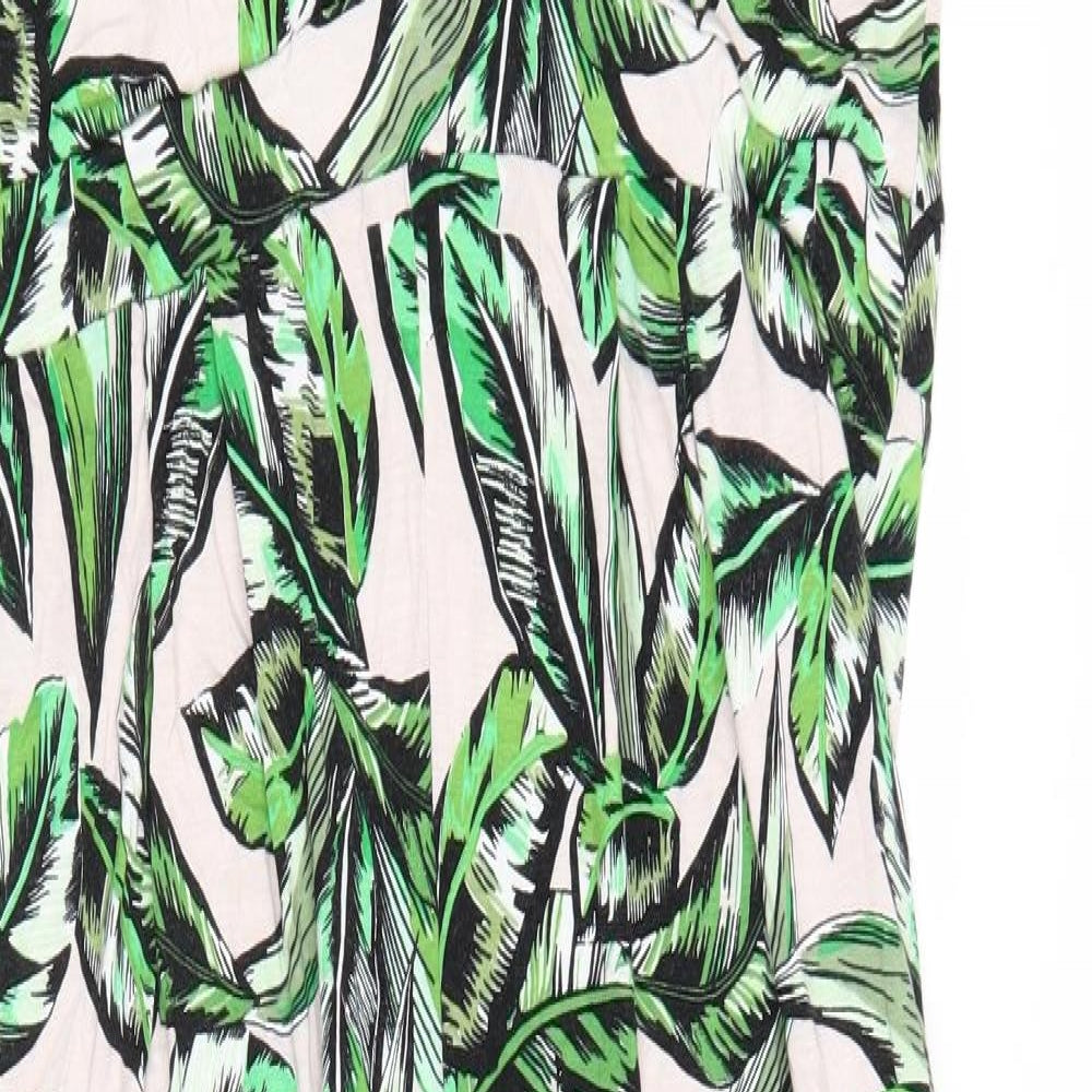 Dorothy Perkins Womens Green Geometric Viscose Jumpsuit One-Piece Size 14 Pullover - Leaf Pattern