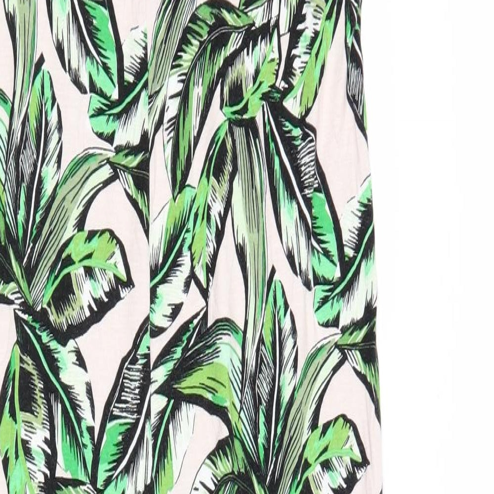 Dorothy Perkins Womens Green Geometric Viscose Jumpsuit One-Piece Size 14 Pullover - Leaf Pattern