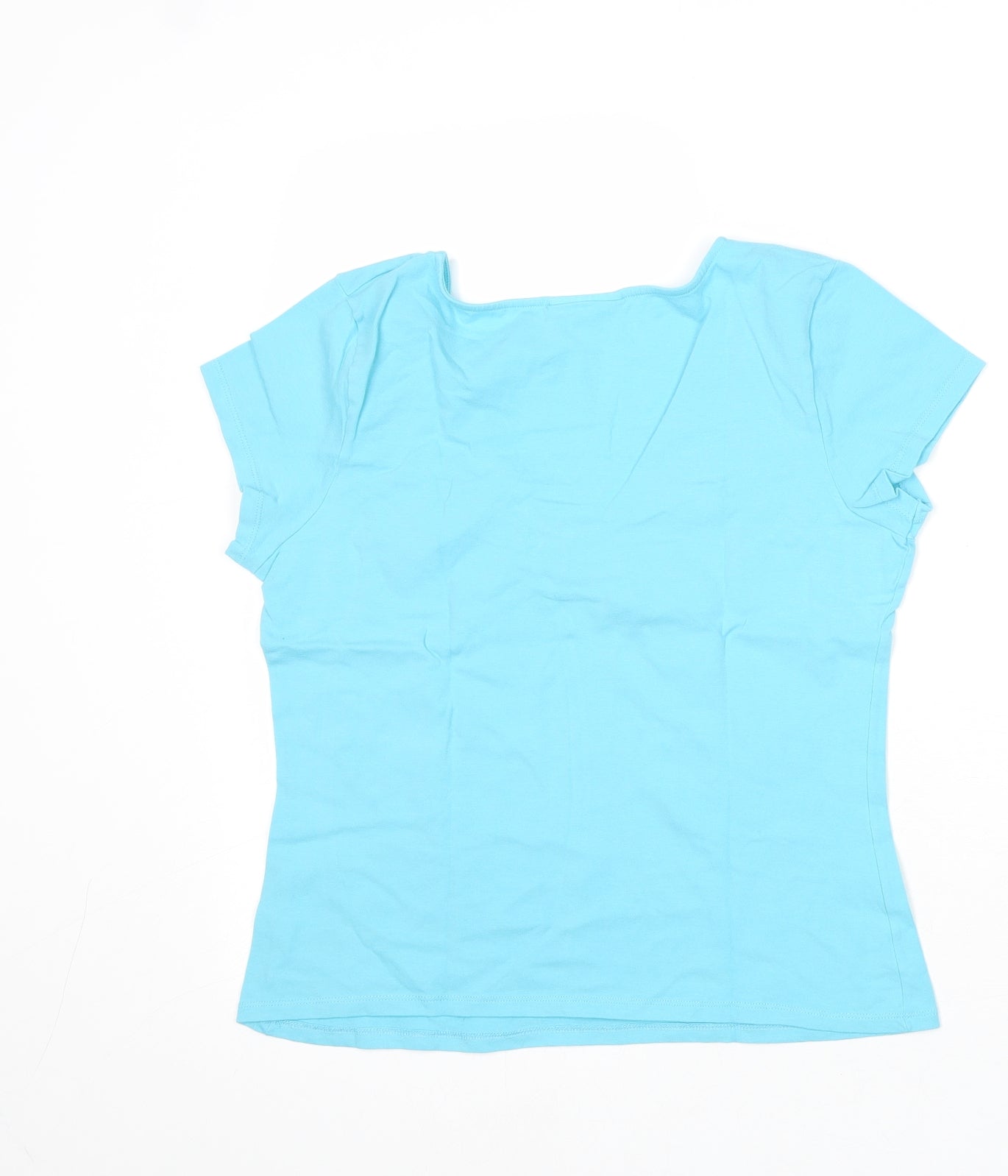 Wallis Womens Blue Cotton Basic T-Shirt Size 14 V-Neck