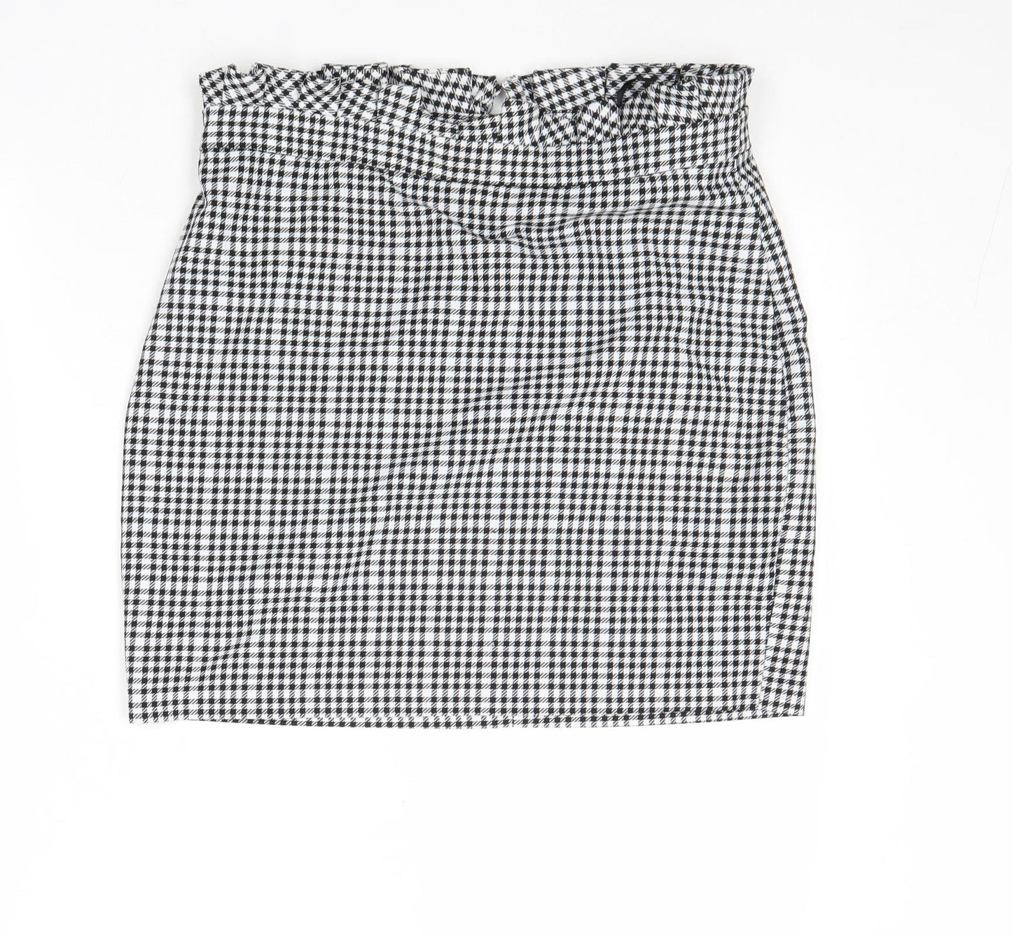 River Island Womens Black Check Polyester A-Line Skirt Size 14 Zip