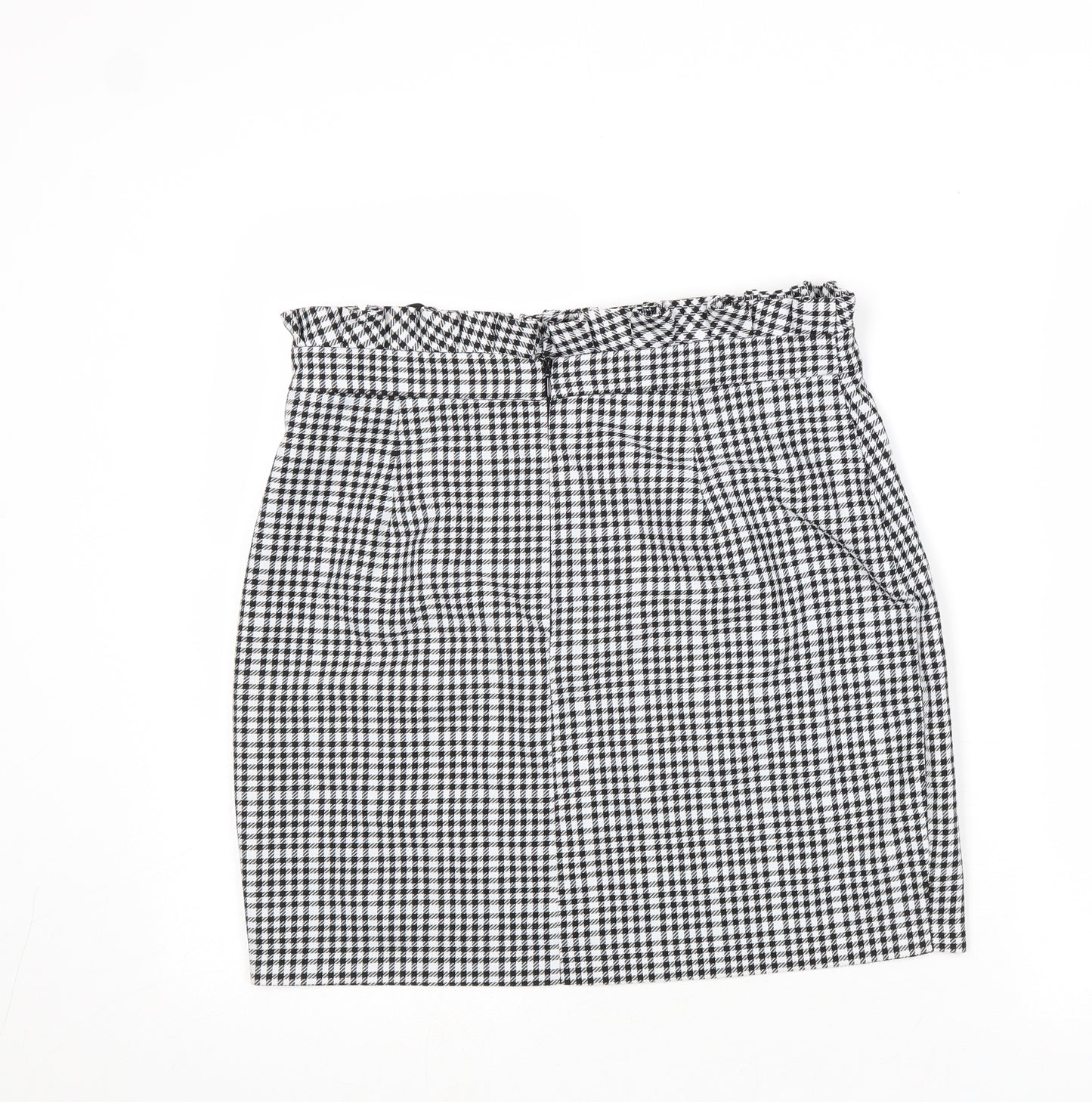 River Island Womens Black Check Polyester A-Line Skirt Size 14 Zip