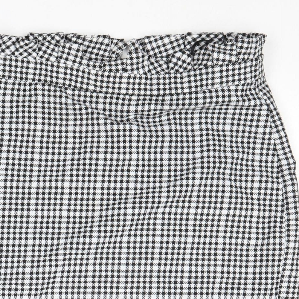 River Island Womens Black Check Polyester A-Line Skirt Size 14 Zip