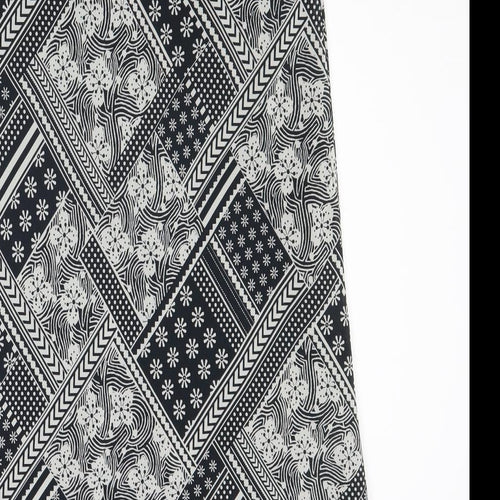 Planet Womens Black Geometric Polyacrylate Fibre Swing Skirt Size 12 Zip