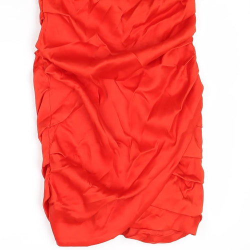 Zara Womens Red Polyester Bodycon Size XS Off the Shoulder Zip