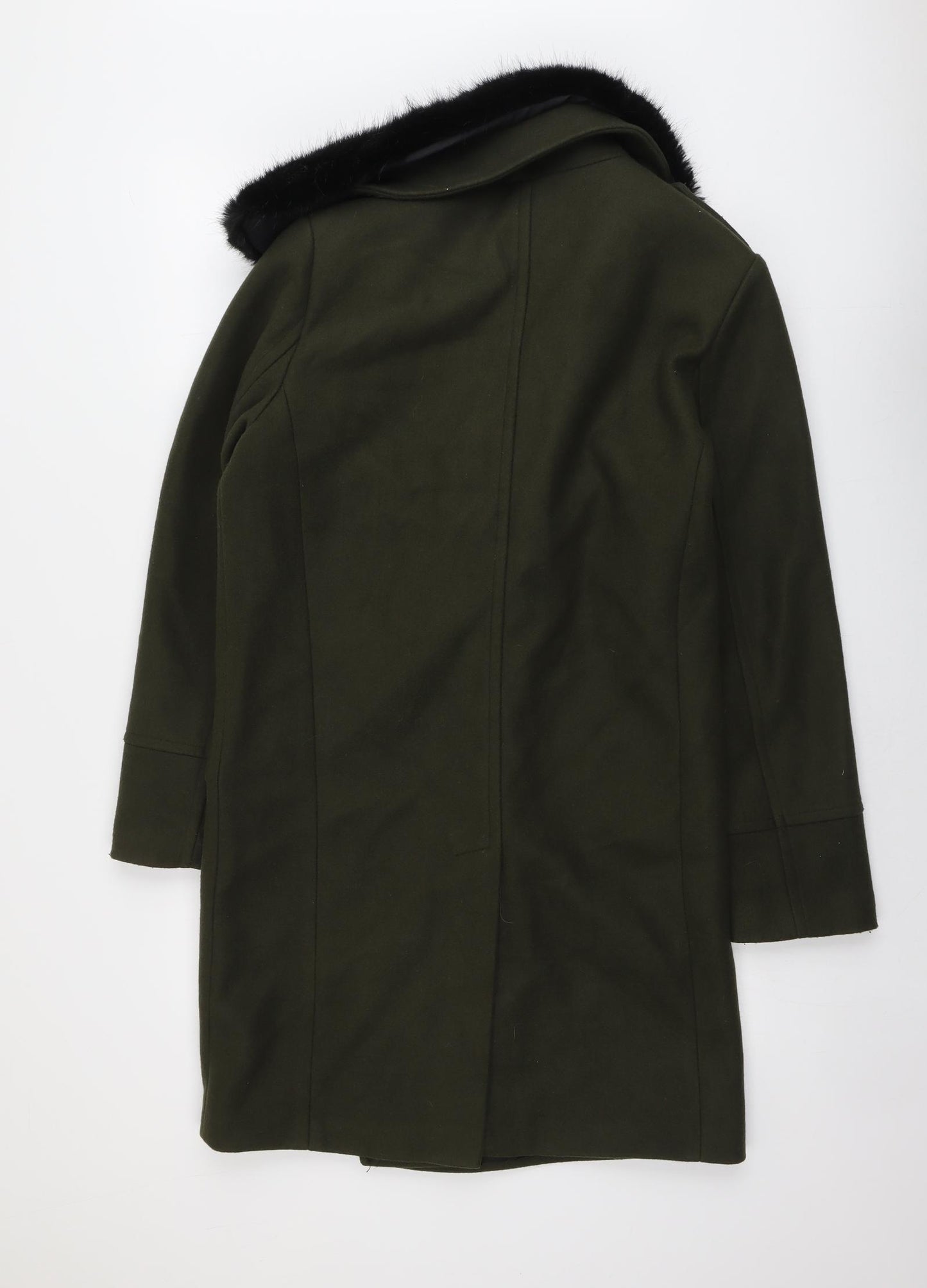 Boohoo Mens Green Pea Coat Coat Size S Button - Faux Fur Collar