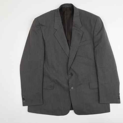 Pin stripe Mens Grey Polyester Jacket Suit Jacket Size L Regular