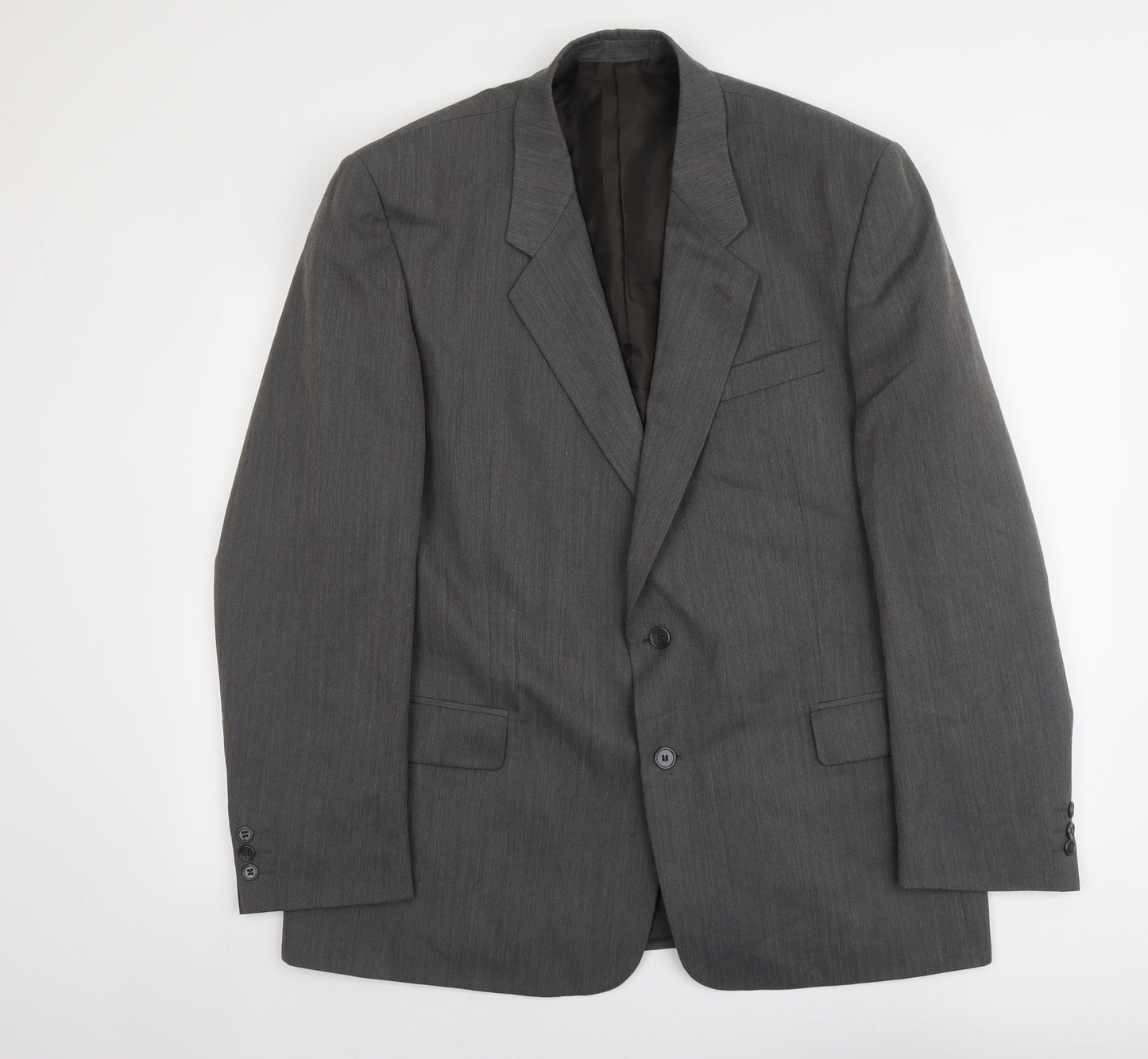 Pin stripe Mens Grey Polyester Jacket Suit Jacket Size L Regular