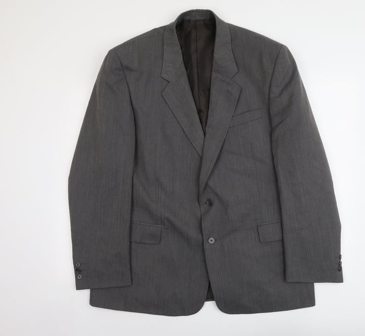 Pin stripe Mens Grey Polyester Jacket Suit Jacket Size L Regular