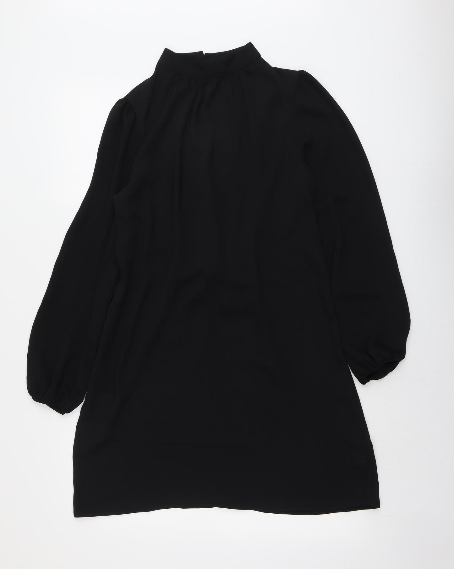 New Look Womens Black Polyester Trapeze & Swing Size 10 Mock Neck Button
