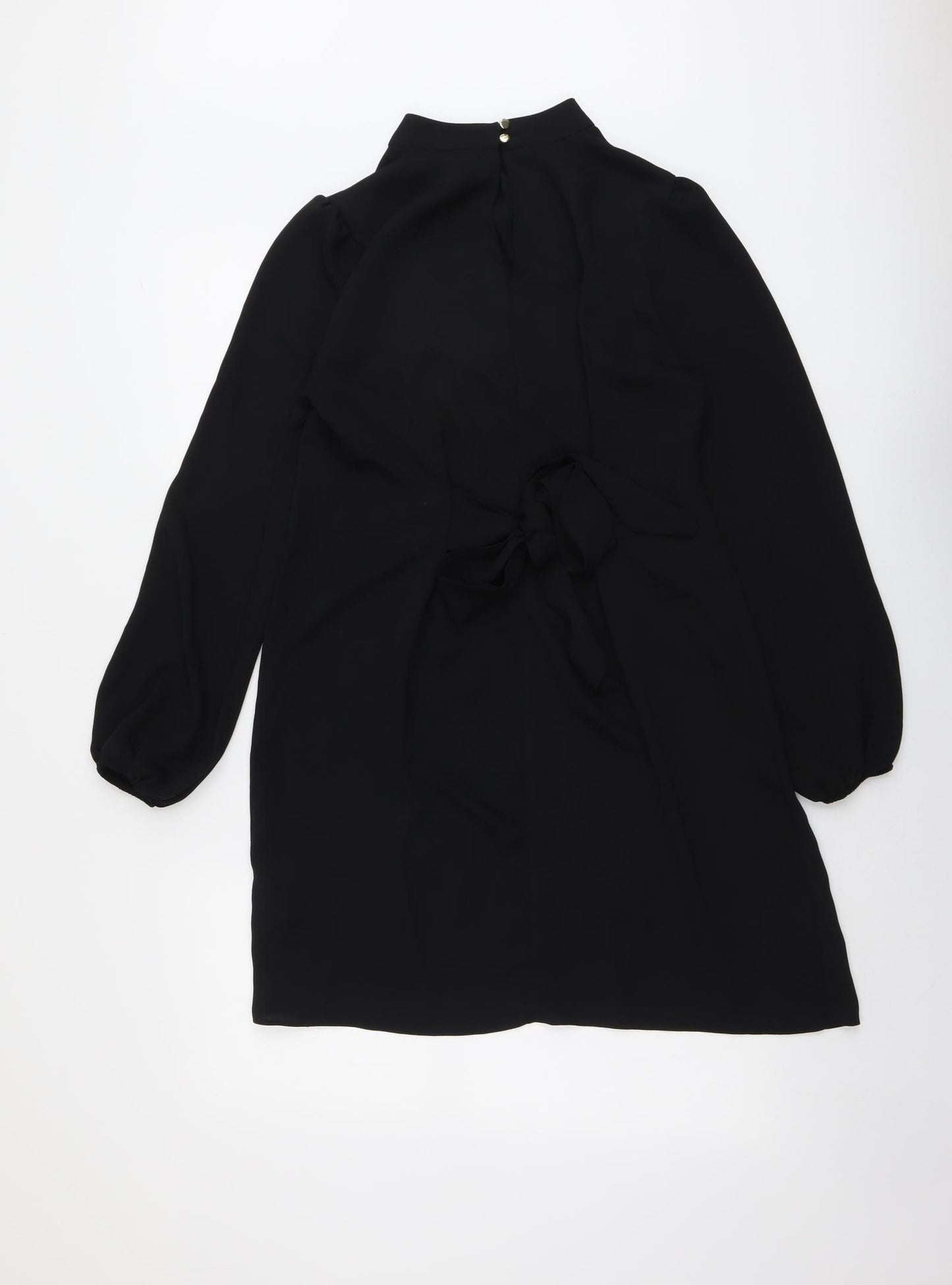 New Look Womens Black Polyester Trapeze & Swing Size 10 Mock Neck Button