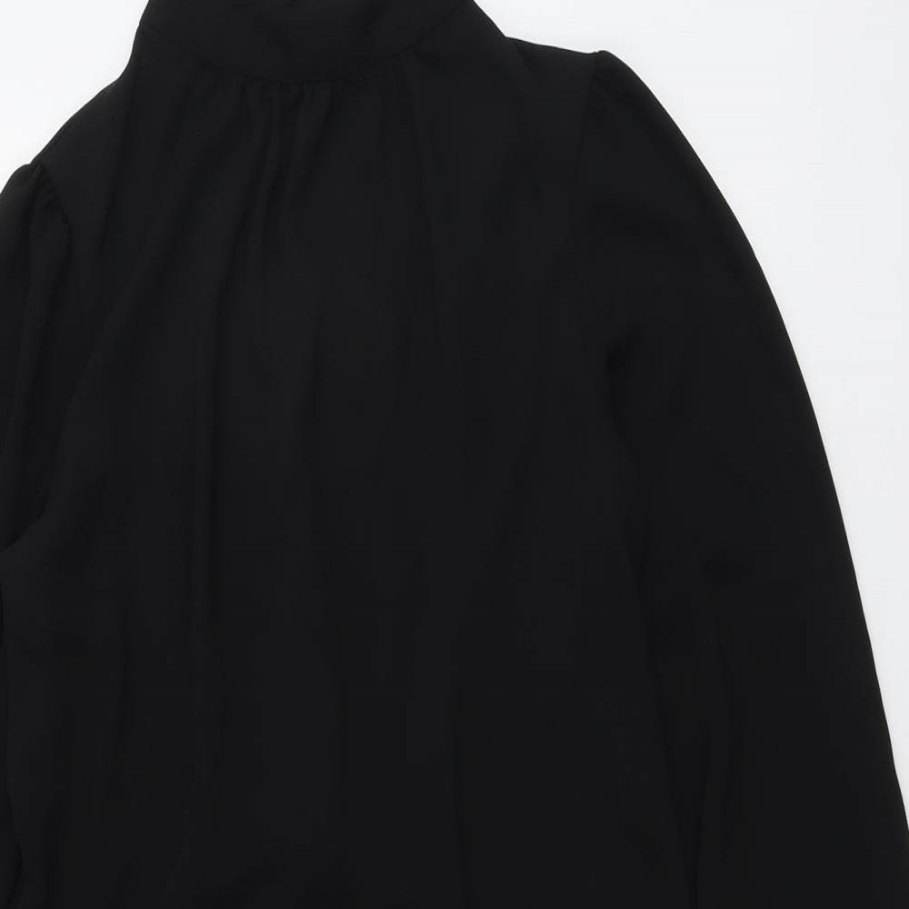 New Look Womens Black Polyester Trapeze & Swing Size 10 Mock Neck Button