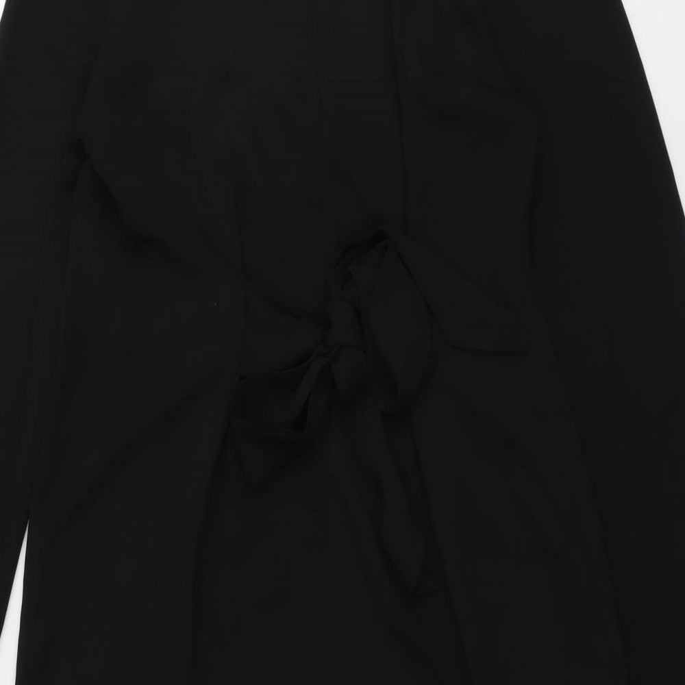 New Look Womens Black Polyester Trapeze & Swing Size 10 Mock Neck Button