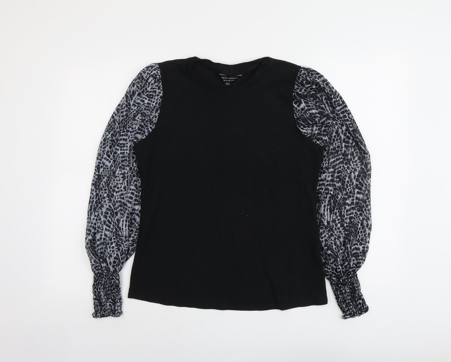 Dorothy Perkins Womens Black Geometric Polyester Basic Blouse Size 18 Round Neck
