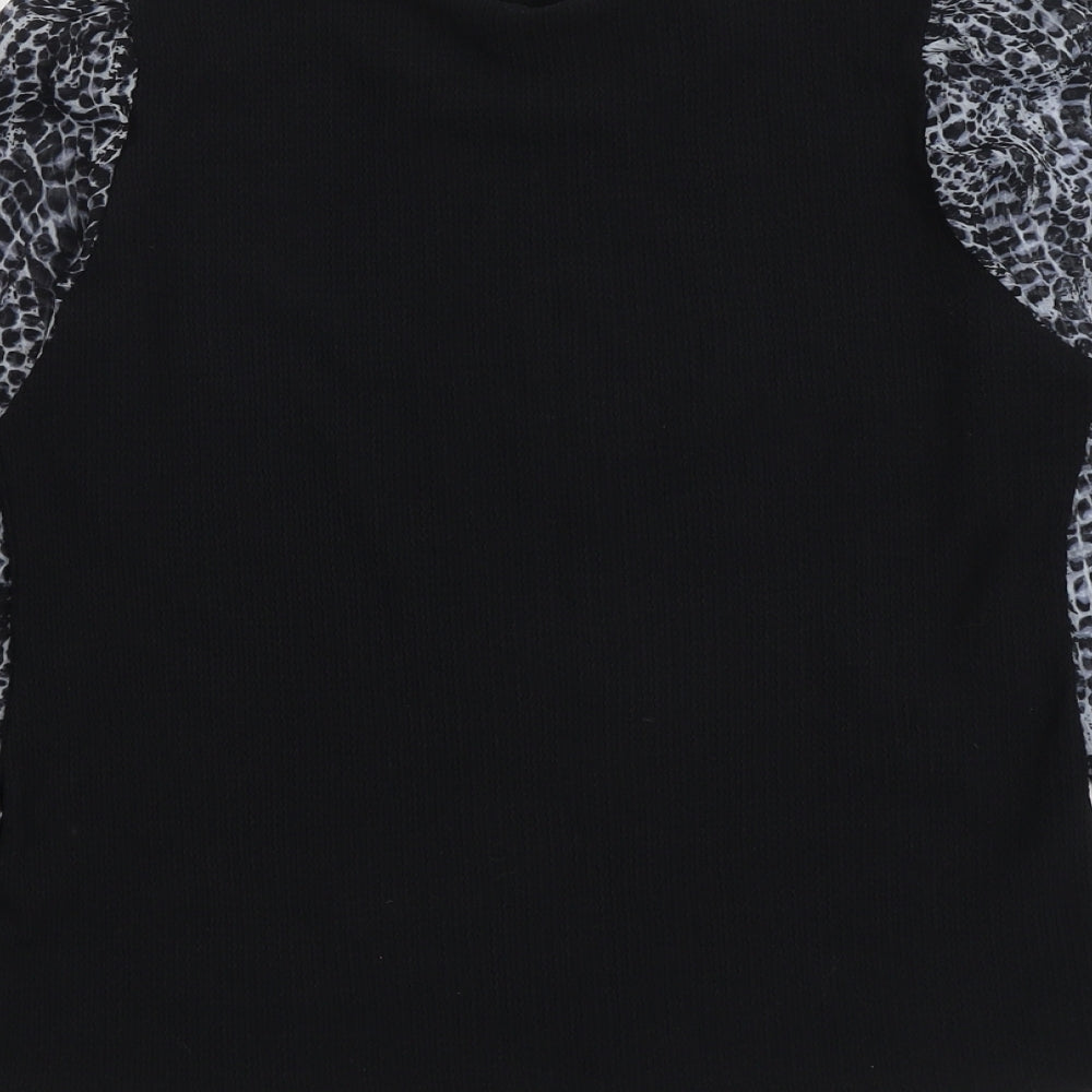 Dorothy Perkins Womens Black Geometric Polyester Basic Blouse Size 18 Round Neck