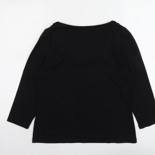 Precis Womens Black Viscose Basic Blouse Size M Round Neck