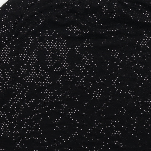 Billie&Bolssom Womens Black Geometric Nylon Basic Blouse Size 12 Round Neck