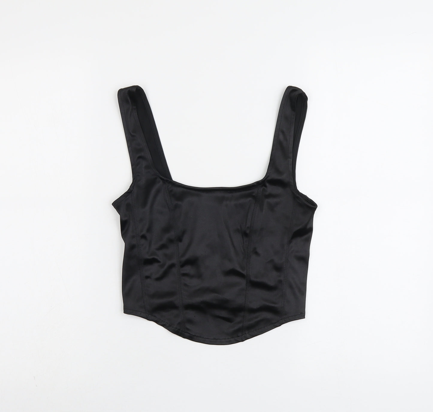 H&M Womens Black Polyester Cropped Tank Size S Scoop Neck