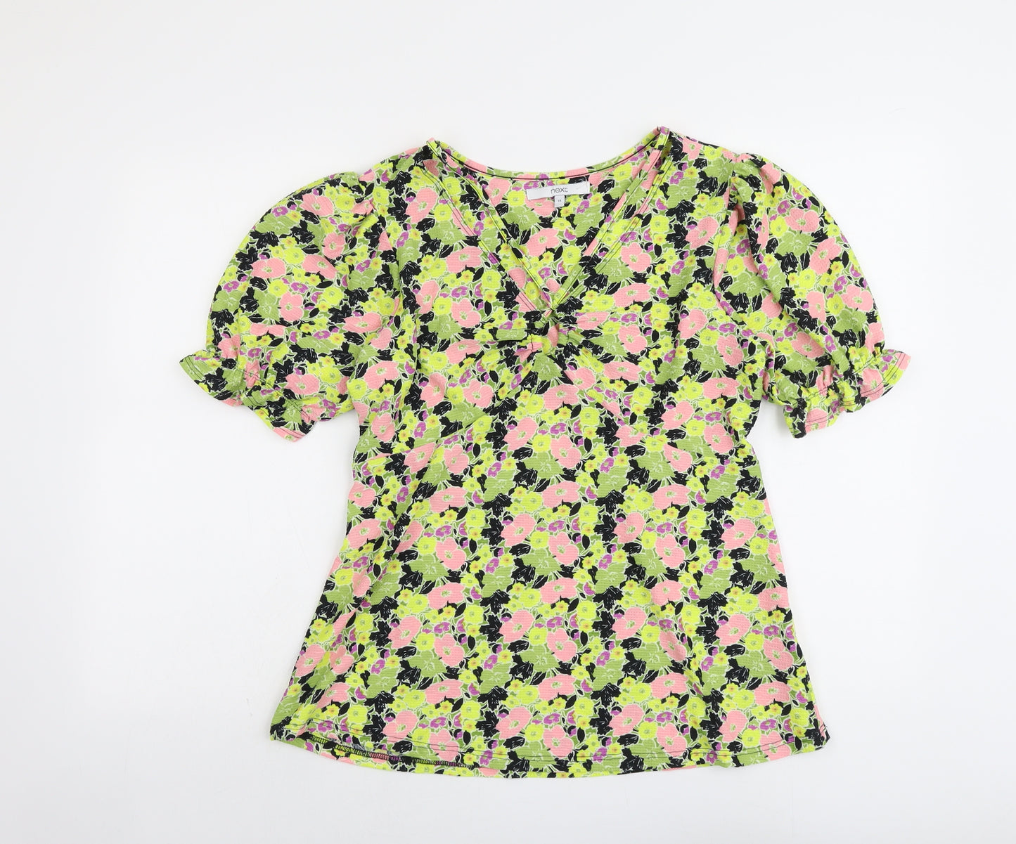 NEXT Womens Multicoloured Floral Polyester Basic Blouse Size 14 V-Neck