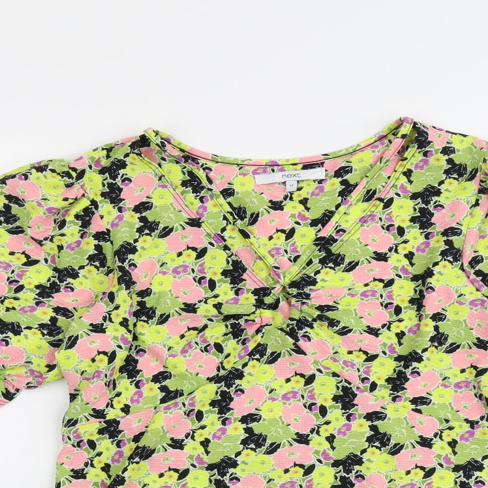 NEXT Womens Multicoloured Floral Polyester Basic Blouse Size 14 V-Neck
