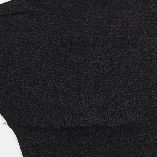 Oasis Womens Black Viscose Cropped Blouse Size M V-Neck