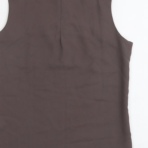 Rare Womens Brown Polyester Basic Tank Size S Round Neck