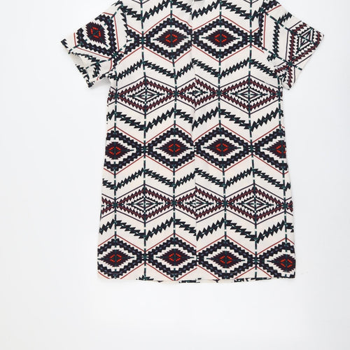 Hearts & Bows Womens Multicoloured Geometric Polyester Basic T-Shirt Size 10 Round Neck