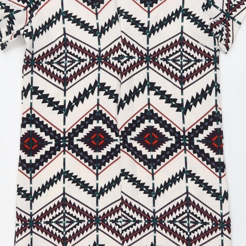 Hearts & Bows Womens Multicoloured Geometric Polyester Basic T-Shirt Size 10 Round Neck