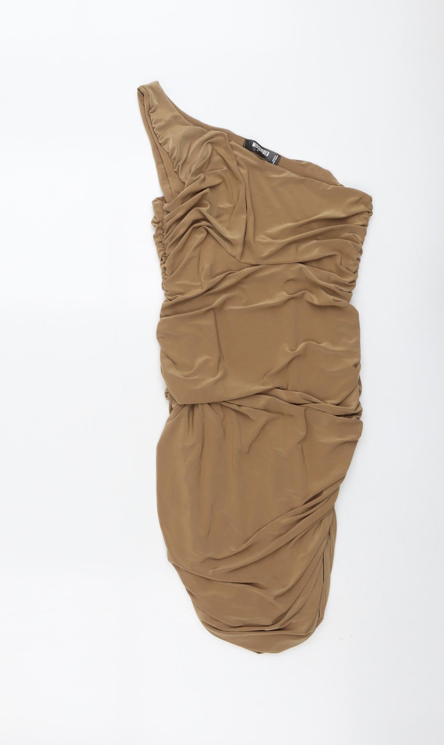 Missguided Womens Beige Polyester Mini Size 8 One Shoulder Pullover