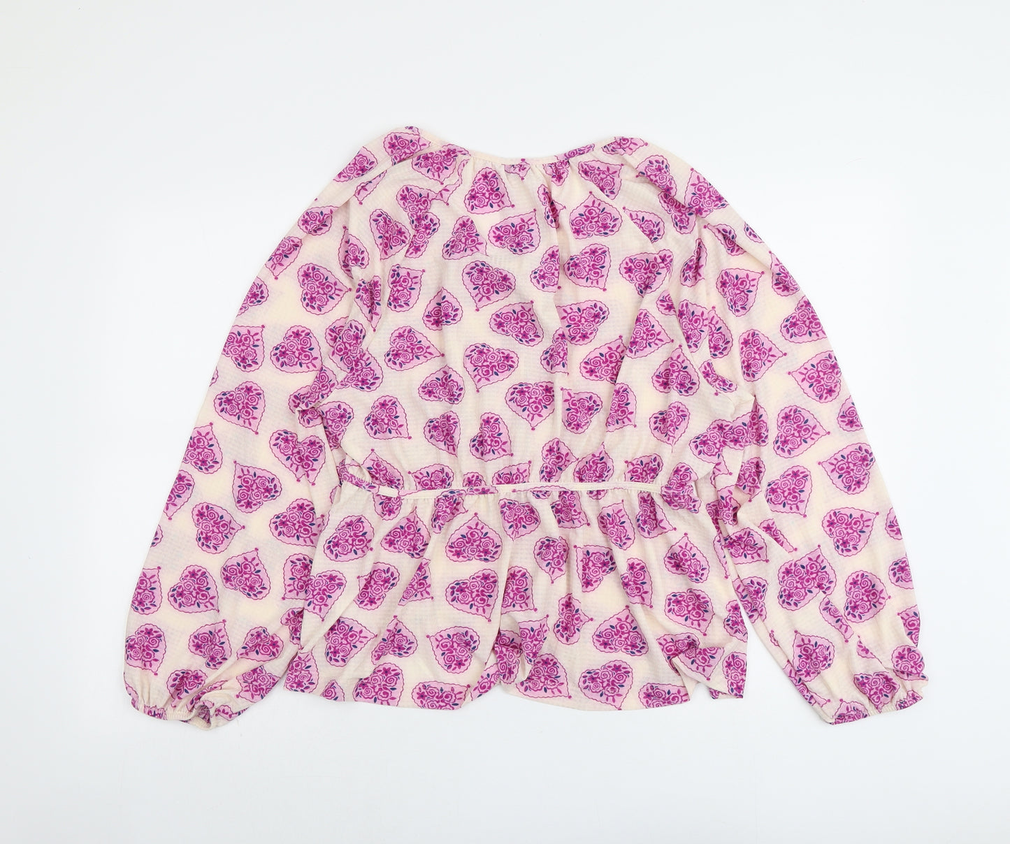 NEXT Womens Pink Geometric Polyester Basic Blouse Size 18 V-Neck