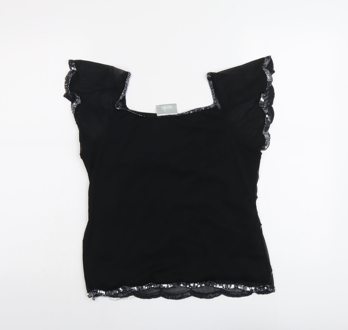 Wallis Womens Black Polyester Basic Blouse Size 14 V-Neck