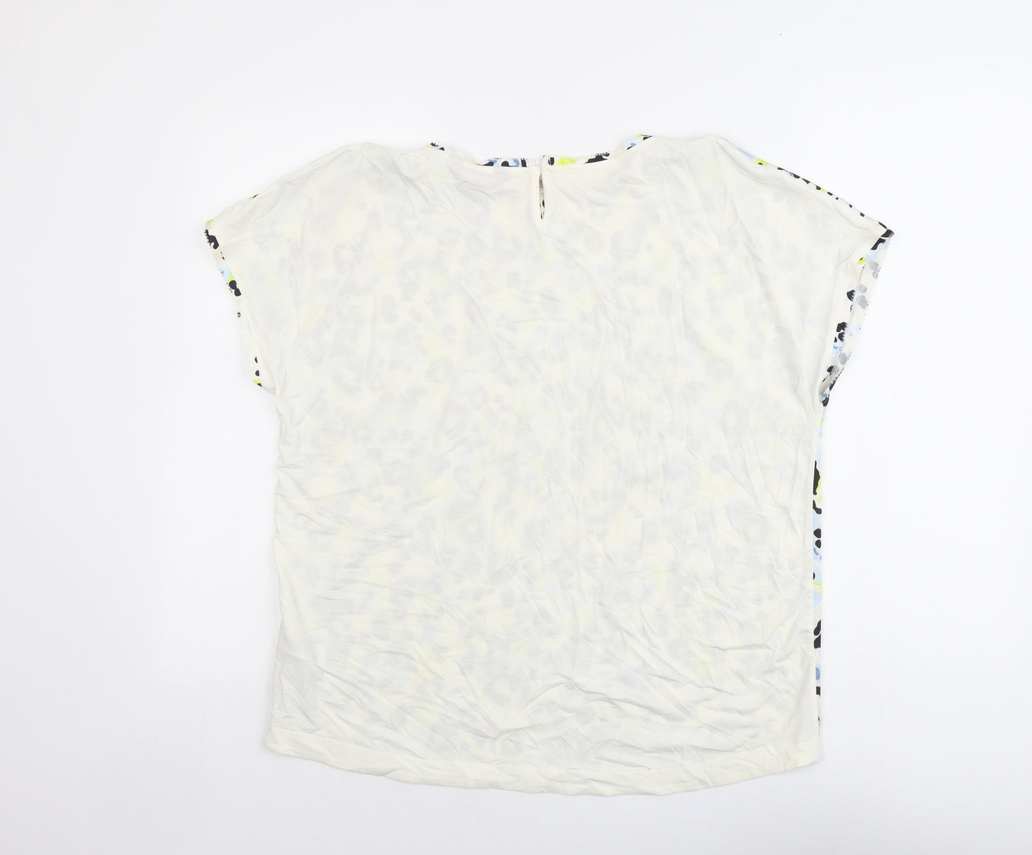 Marks and Spencer Womens Multicoloured Animal Print Polyester Basic T-Shirt Size 12 Round Neck - Leopard Pattern