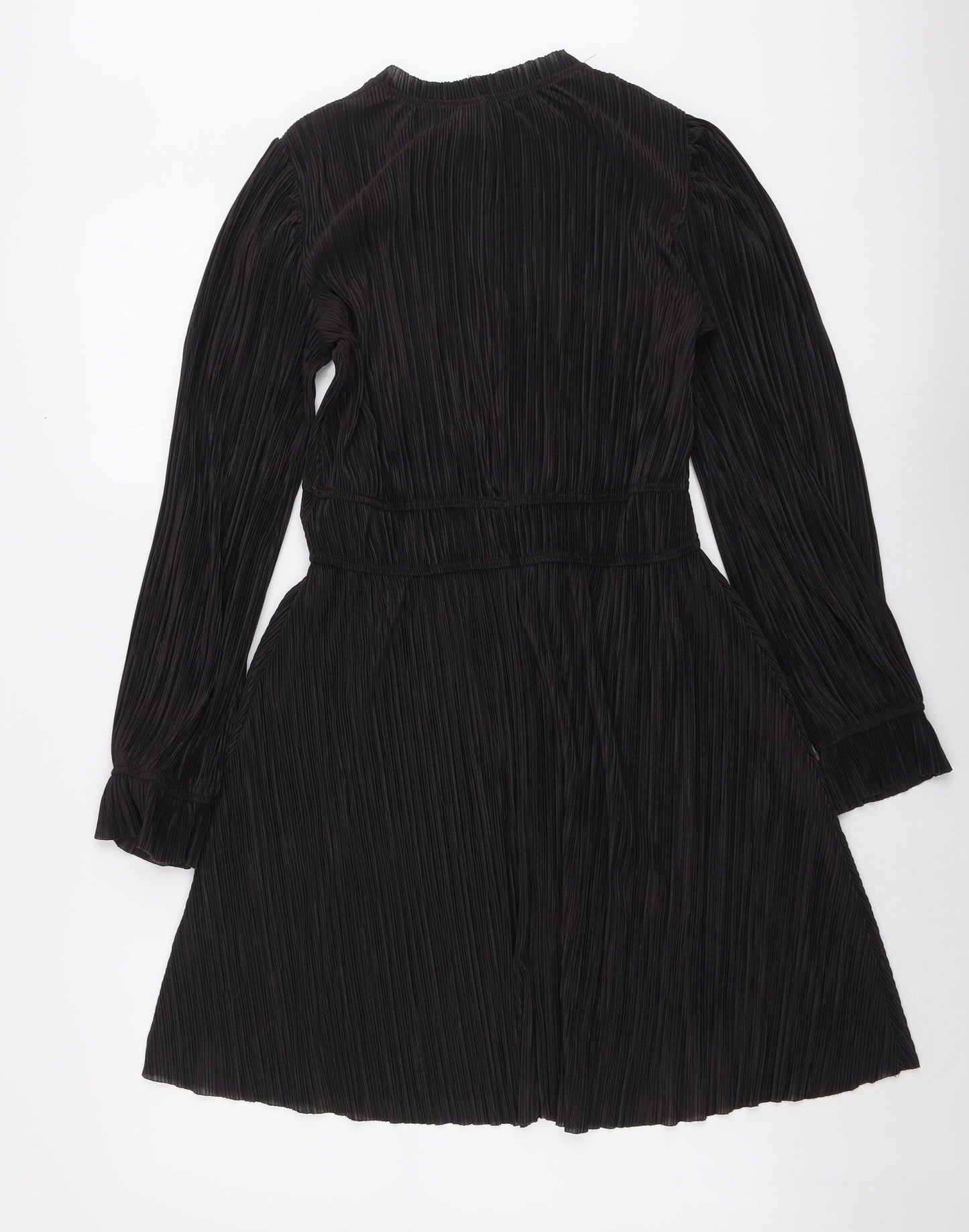 Zara Womens Black Polyester Fit & Flare Size S Mock Neck Pullover - Plisse