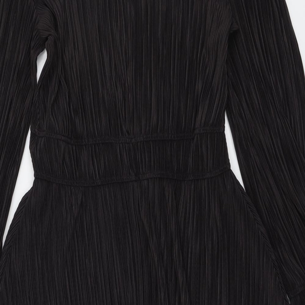 Zara Womens Black Polyester Fit & Flare Size S Mock Neck Pullover - Plisse