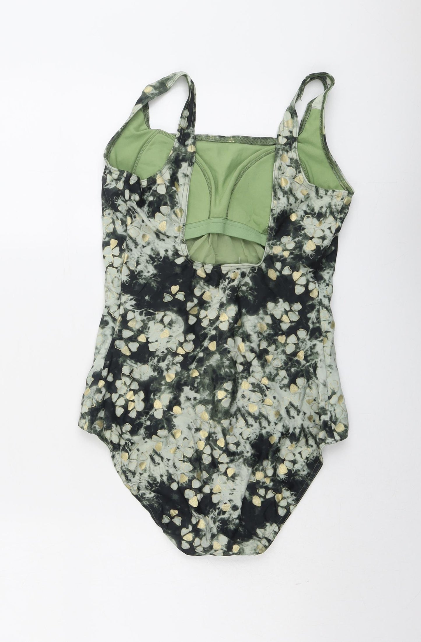 Marks and Spencer Womens Green Geometric Polyamide One Piece Size 14