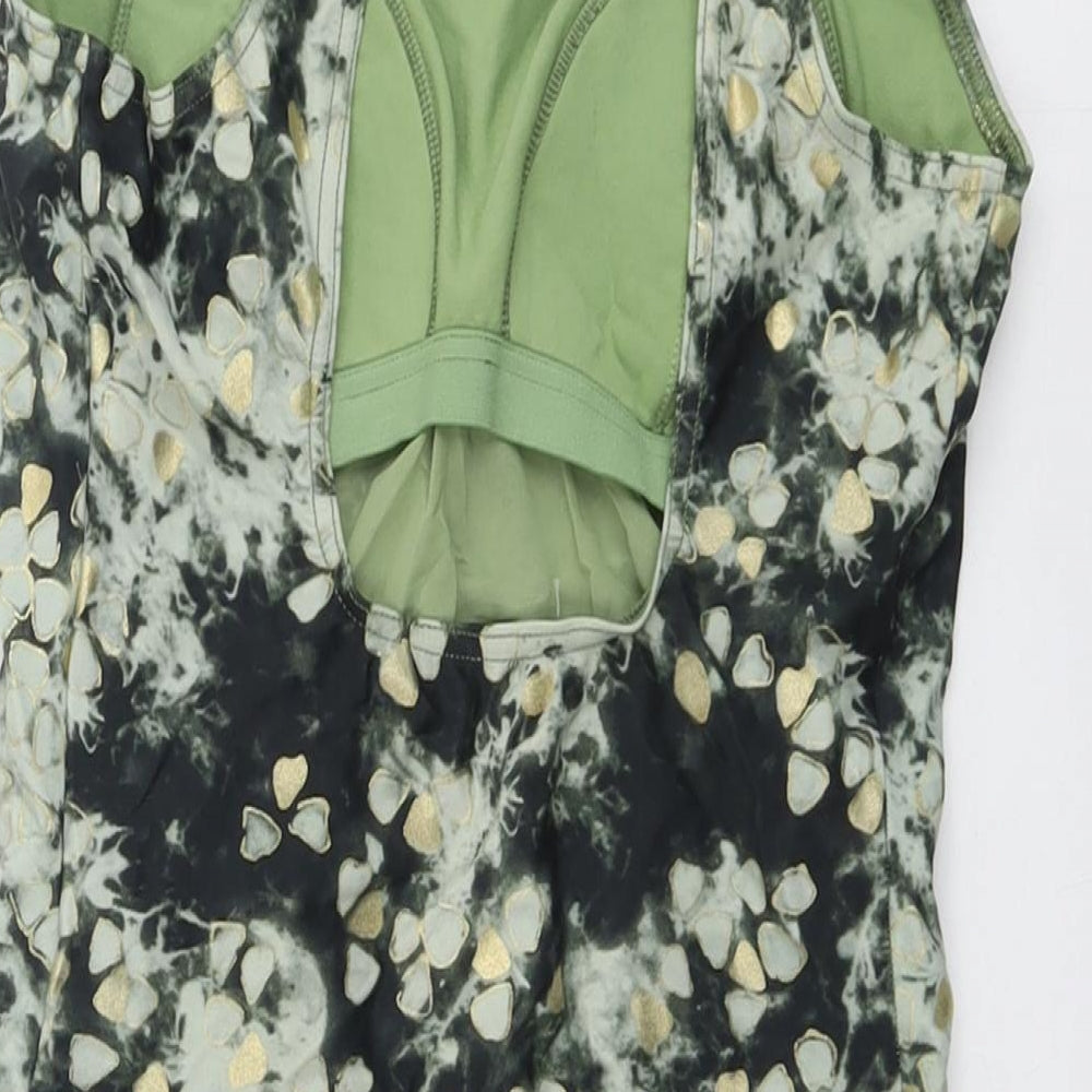 Marks and Spencer Womens Green Geometric Polyamide One Piece Size 14