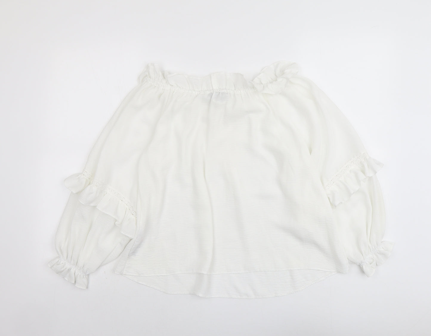 New Look Womens White Polyester Basic Blouse Size 6 Boat Neck