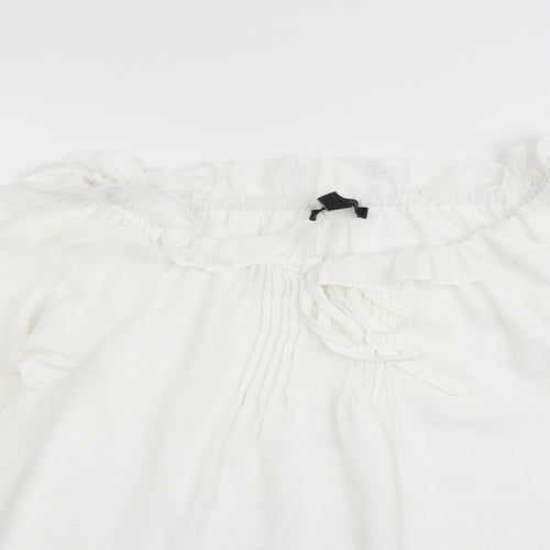 New Look Womens White Polyester Basic Blouse Size 6 Boat Neck