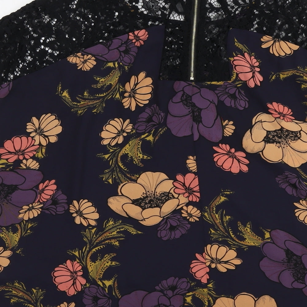 La Fabuloes Womens Multicoloured Floral Polyester Basic T-Shirt Size 20 Round Neck